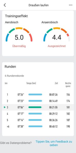 Auswertung sportlicher Aktivität 6/6