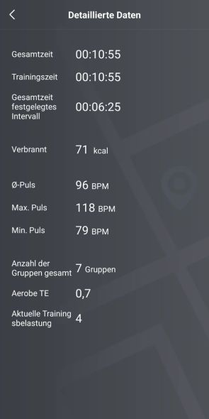 Zepp App - Auswertung Workout