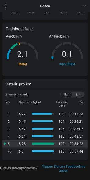 Zepp App - Auswertung Aktivität