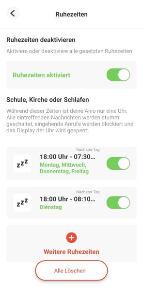 Überblick Ruhezeiten
