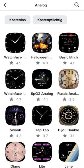 Auswahl an Watchfaces (Auszug) 4/4