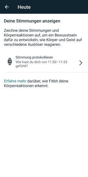Gemessene Körperreaktionen des Tages