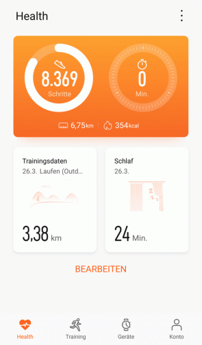 Huawei Health App - Dashboard