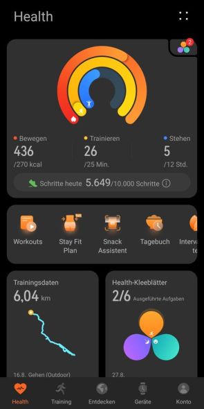 Huawei Health – Dashboard – Kreise