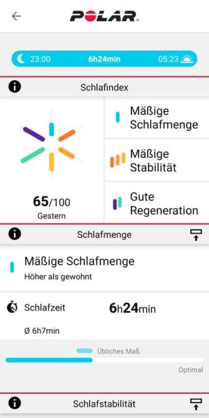 Schlaf - Tagesansicht in der App 2/8