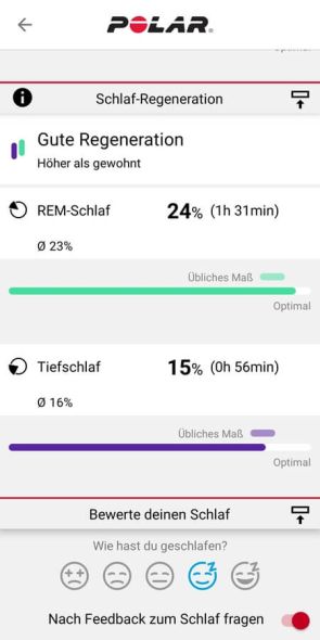 Schlaf - Tagesansicht in der App 4/8