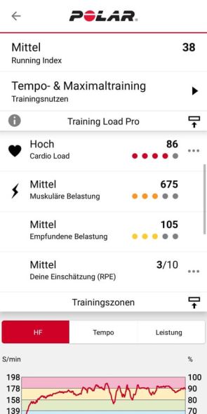 Daten einer Trainingseinheit in der App 3/8