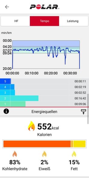 Daten einer Trainingseinheit in der App 5/8