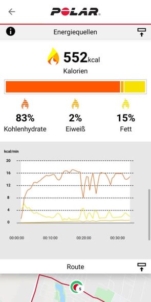 Daten einer Trainingseinheit in der App 7/8