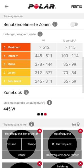 Trainingszonen: Leistung