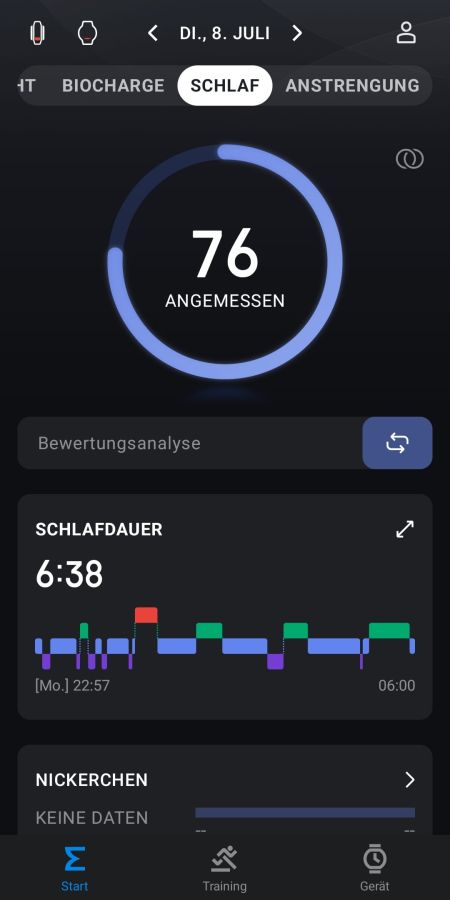 Auswertung des Schlafs - Schlafindex