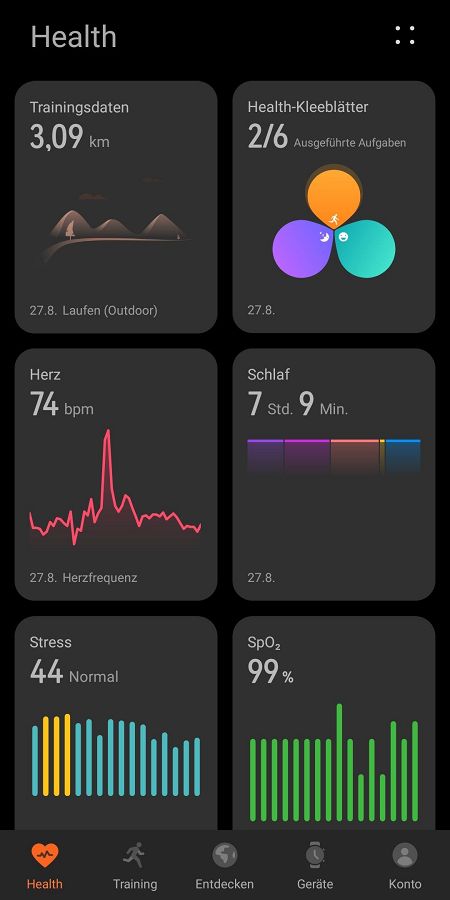 Dashboad in der Health App 2/2