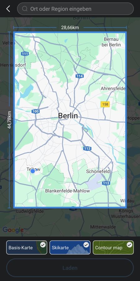 Offline-Karten - Kleinste Ausdehnung