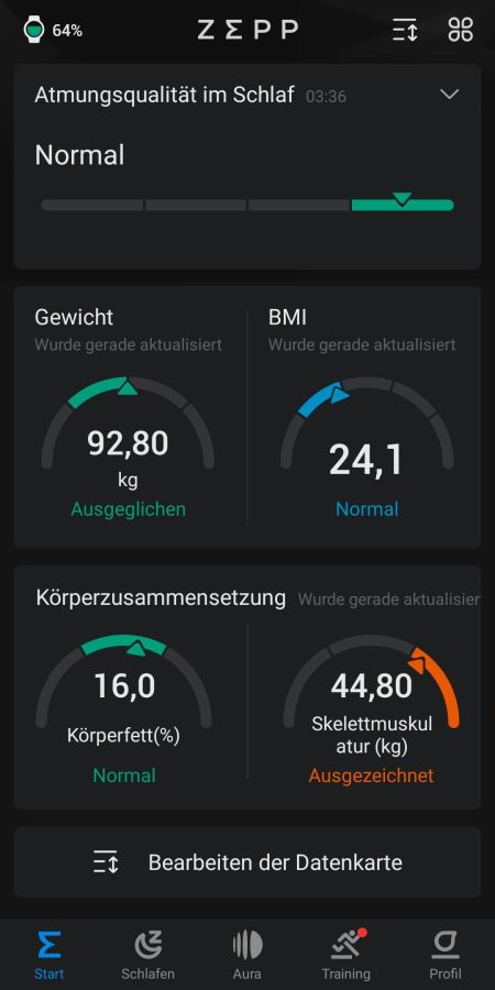 Ergebnisse der Körperanalyse 1/2