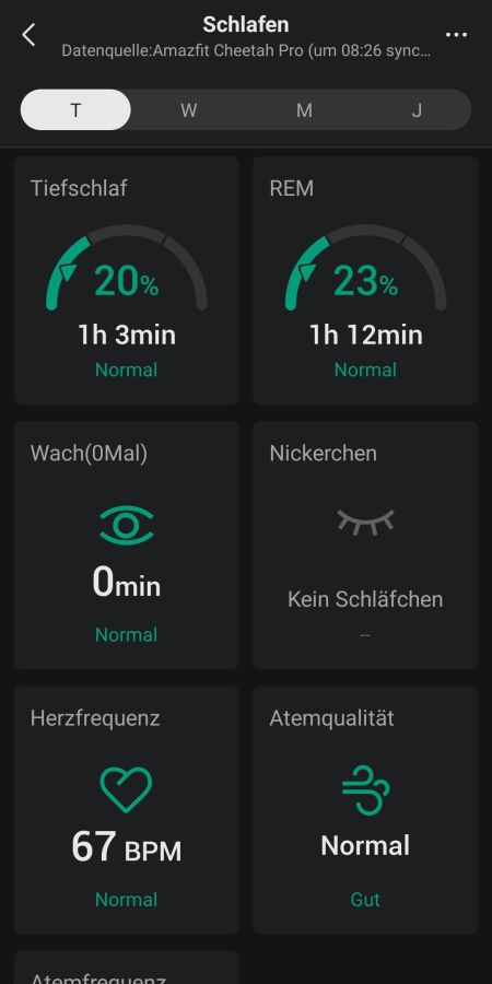 Auswertung des Schlafs | Tagesauswertung