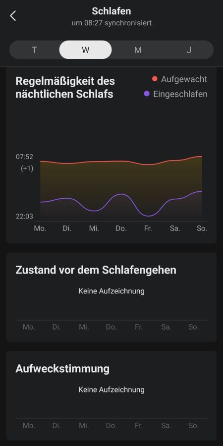 Auswertung des Schlafs | Wochenauswertung