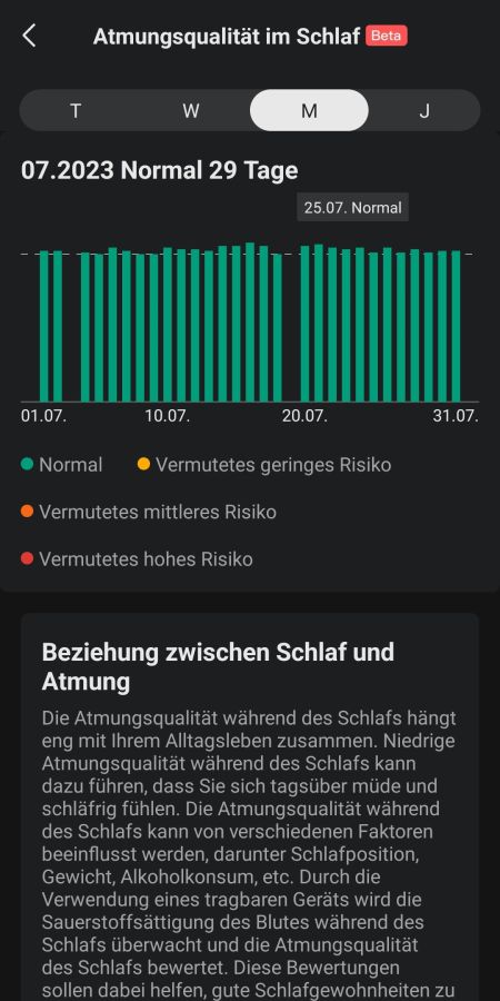 Auswertung des Schlafs | Atemqualität