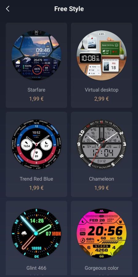 Watchfaces in der Zepp App