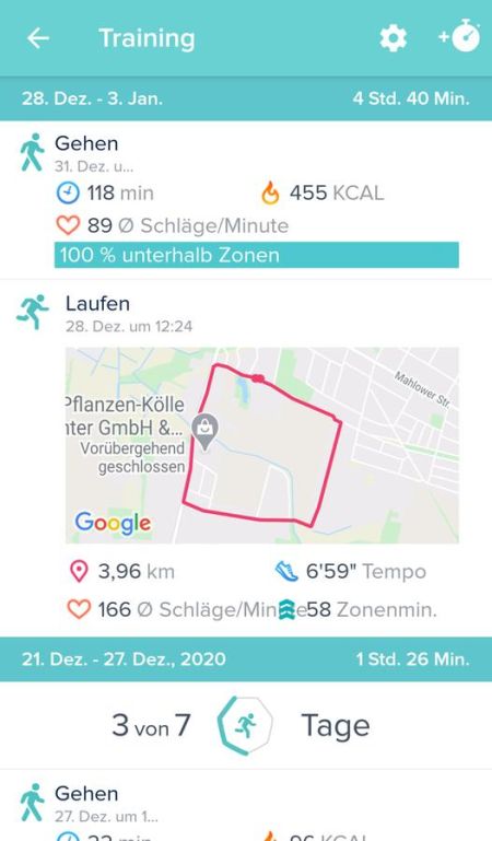 Auswertung in der Fitbit App