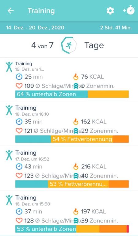 Auswertung in der Fitbit App