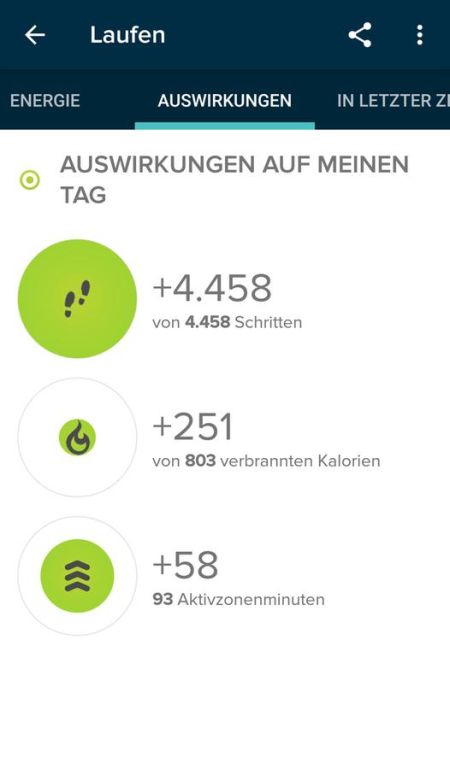 Auswertung in der Fitbit App