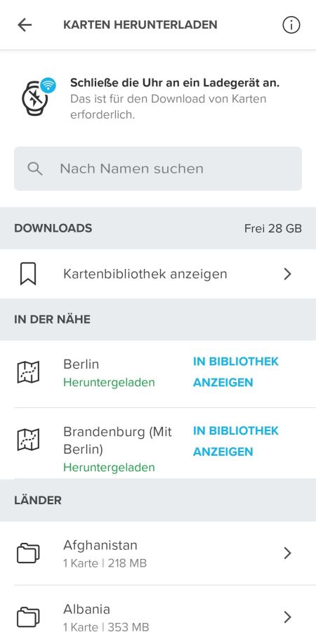 Offline-Karten | Neue Karte zum Herunterladen auswählen