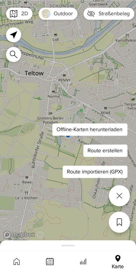Kartenmaterial | Erstellung von Routen in der App 1/4