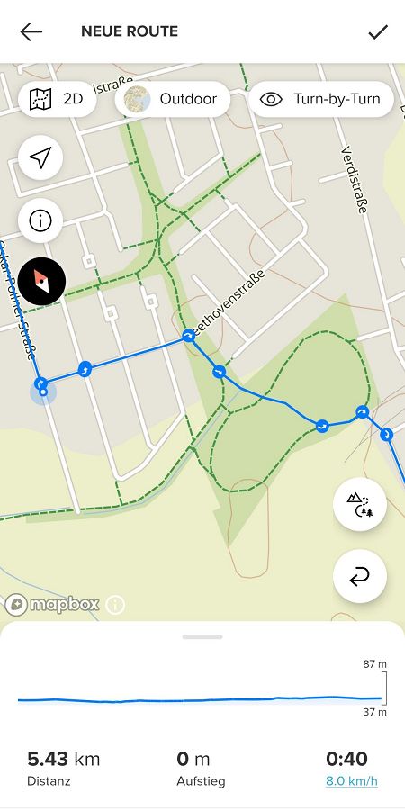 Kartenmaterial | Erstellung von Routen in der App 2/4