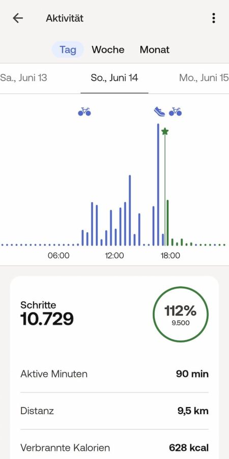 Auswertung der Tagesaktivitäten Auswertung der Tagesaktivitäten
