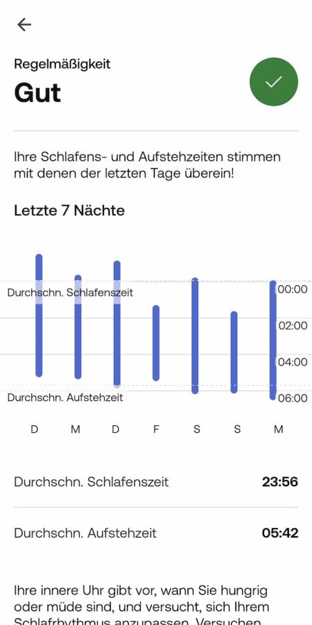 Auswertung der Schlafregelmäßigkeit Auswertung der Schlafregelmäßigkeit