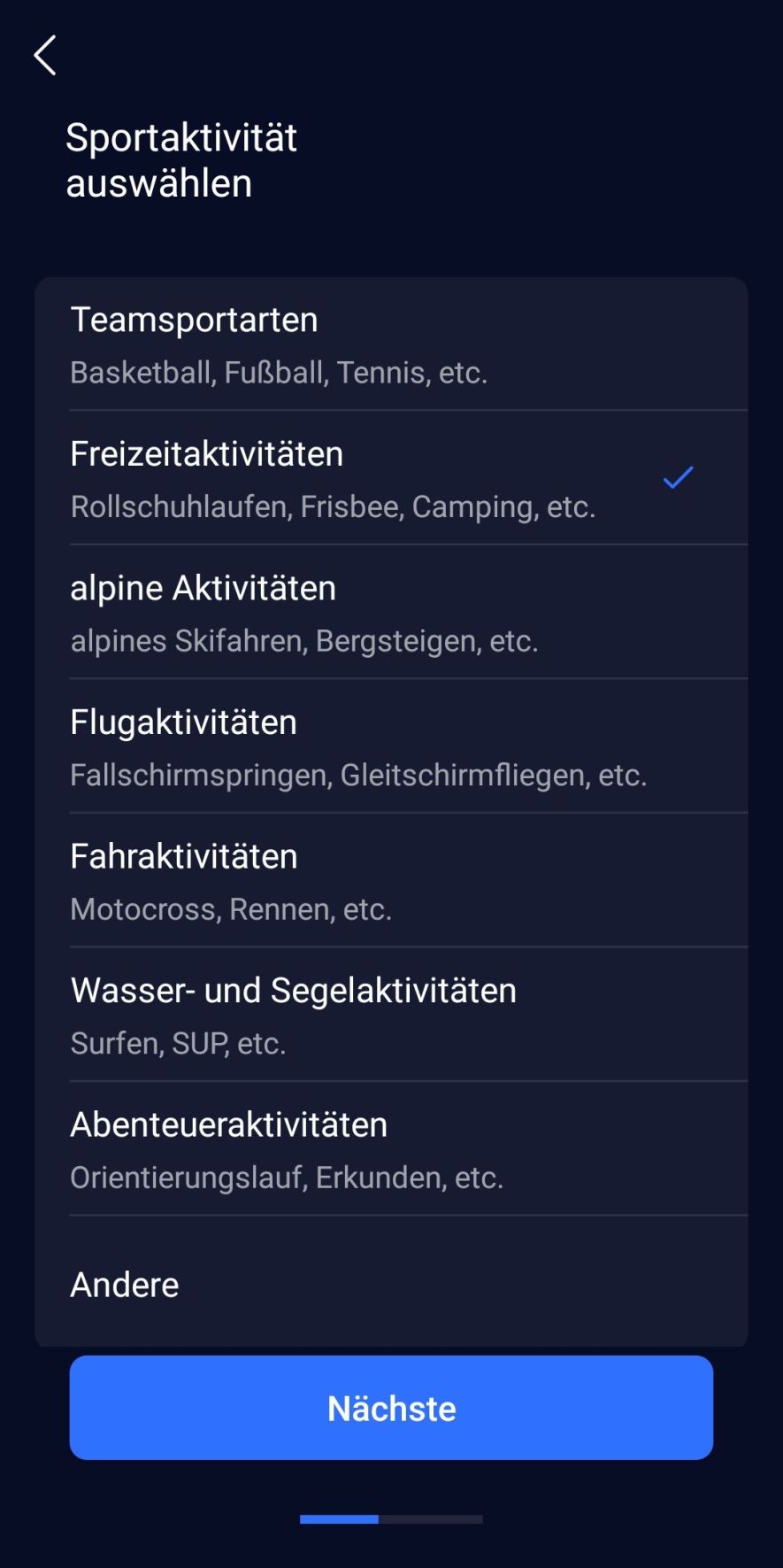 Definition eines eigenen Sportprofils in der Coros App