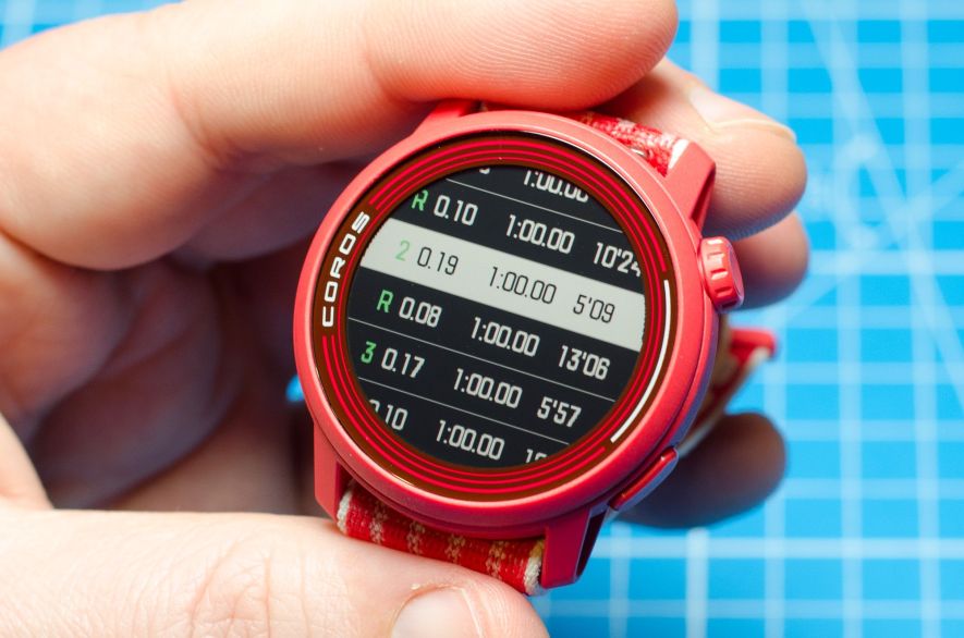 Display of lap or interval times on the Pace 3