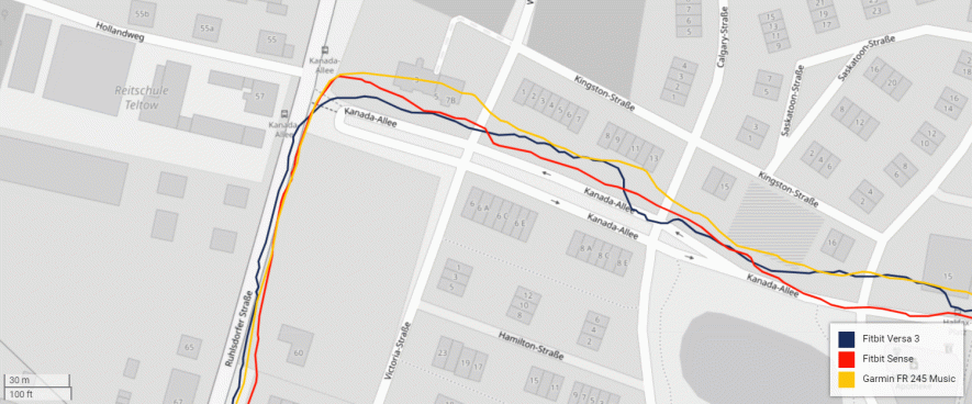 Fitbit Versa 3 – GPS-Aufzeichnung im Vergleich