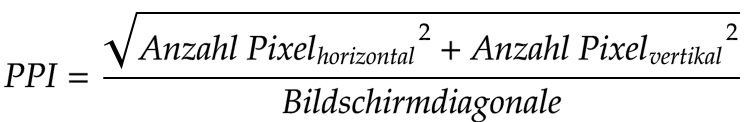 Formel zur Berechnung der Pixeldichte