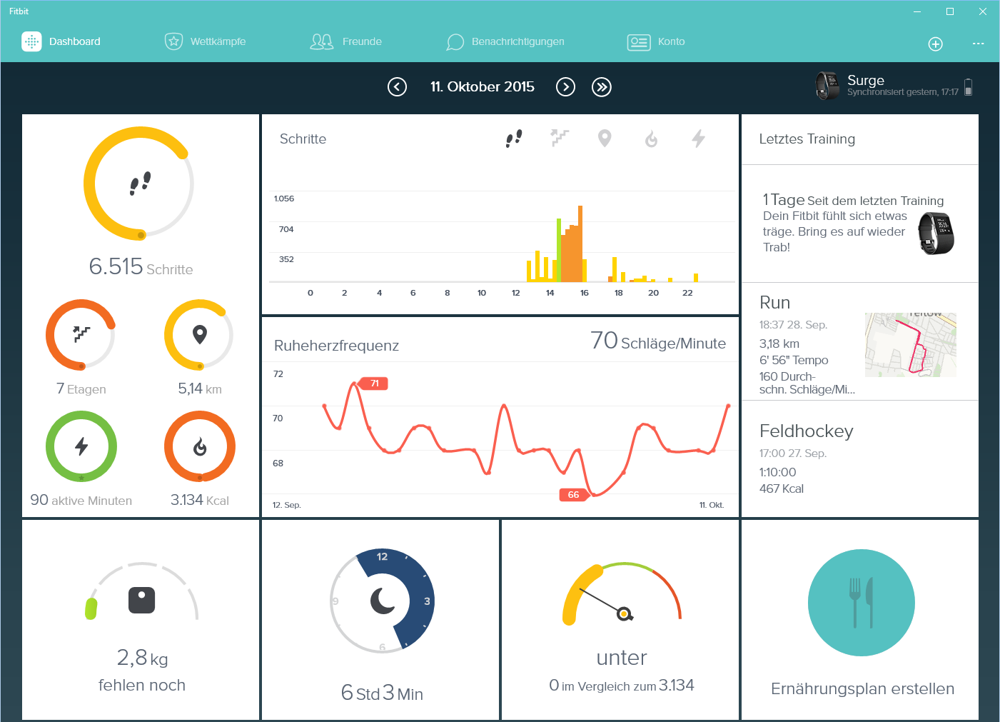 Fitbit - Dashboard - Windows 10 App