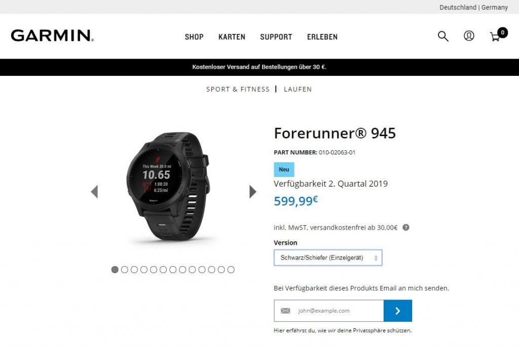 Garmin Forerunner 945 - Onlineshop Garmin