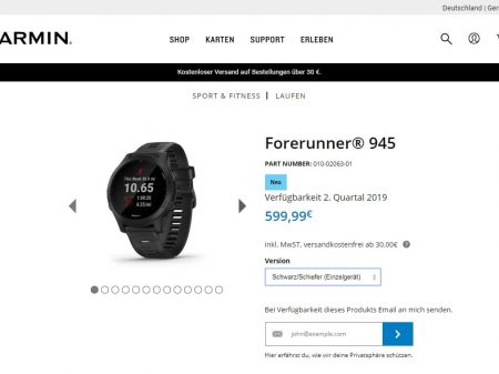 Garmin Forerunner 945 - Onlineshop Garmin